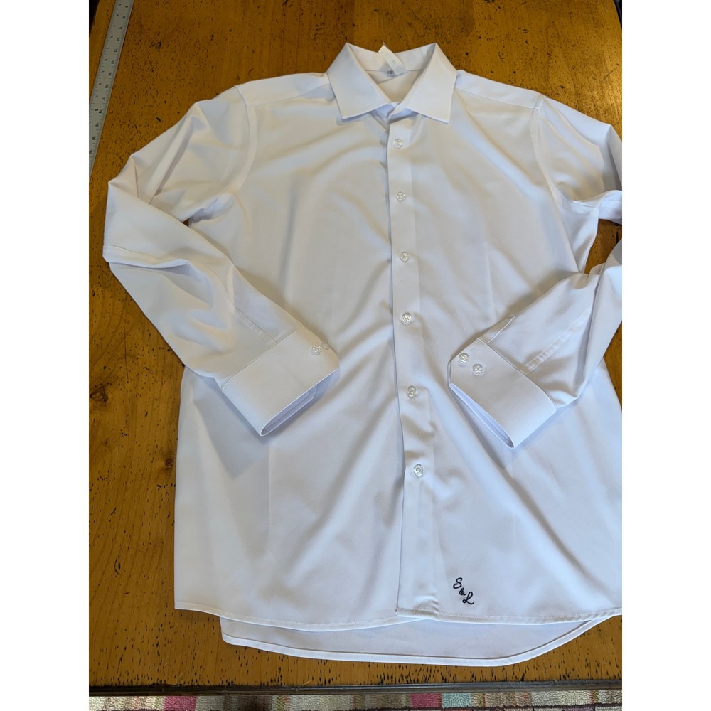 State and Liberty Dress Shirt Size L Athletic Fit White Long Sleeve Performance